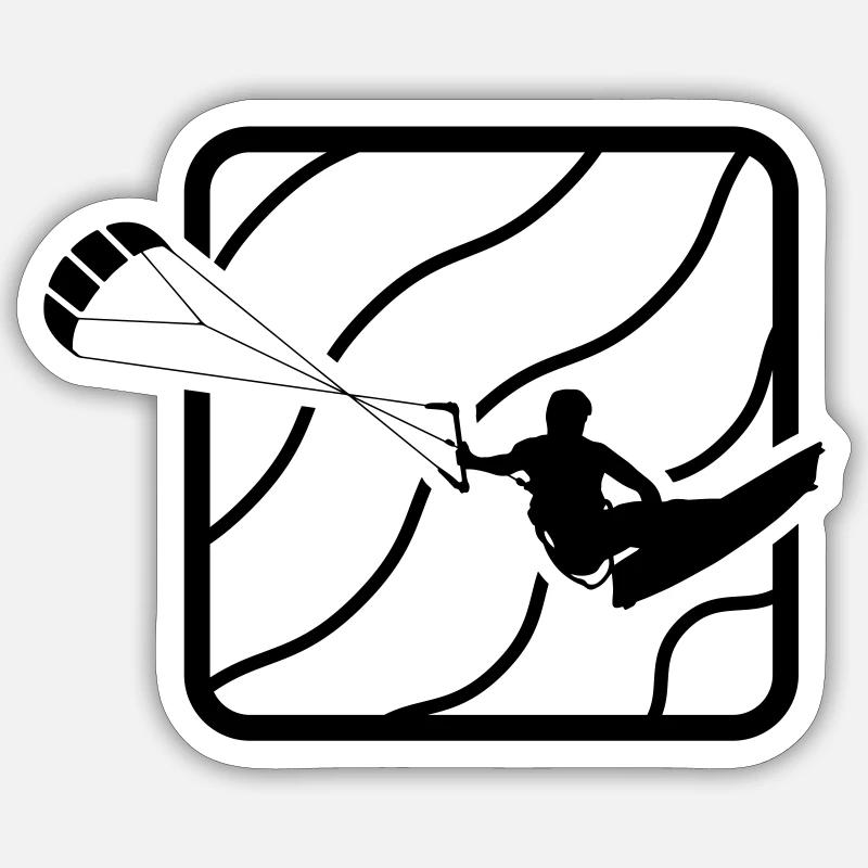 Kite Surf Jump - Sticker formato S (10 x 10 cm) - bianco opaco