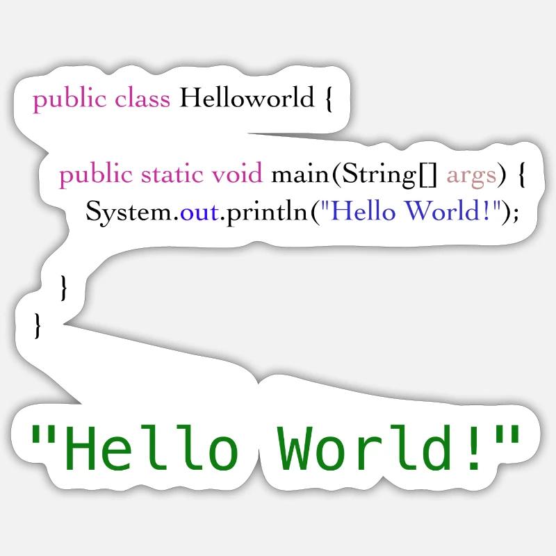 Hello World Code Sticker Größe S (10 x 10 cm)