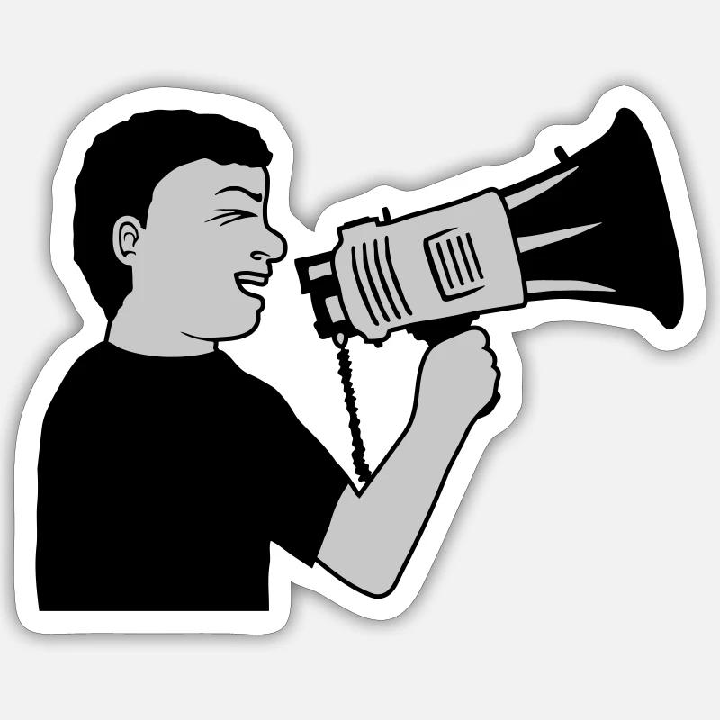 Demonstration Megafon Propaganda Man Sticker size S (10 x 10 cm)