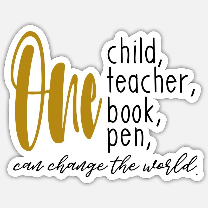 KINDER LEHRER BUCH STIFT DIE WELT ÄNDERN SPRÜCHE - Sticker Größe S (10 x 10 cm) - Mattweiß