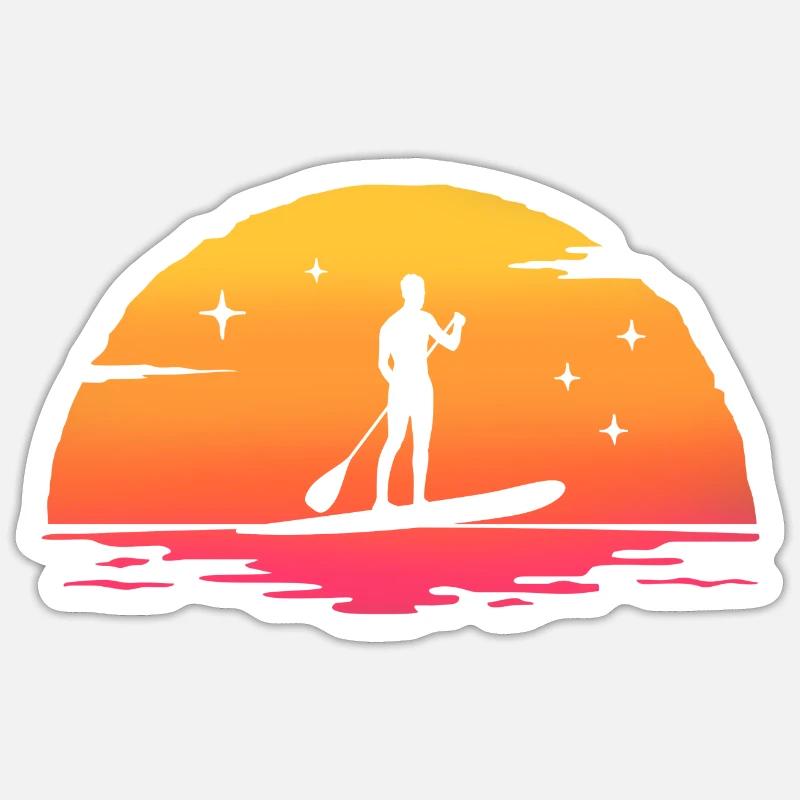 Sunrise paddle board paddle surf standing paddle - Sticker size S (10 x 10 cm) - white matte