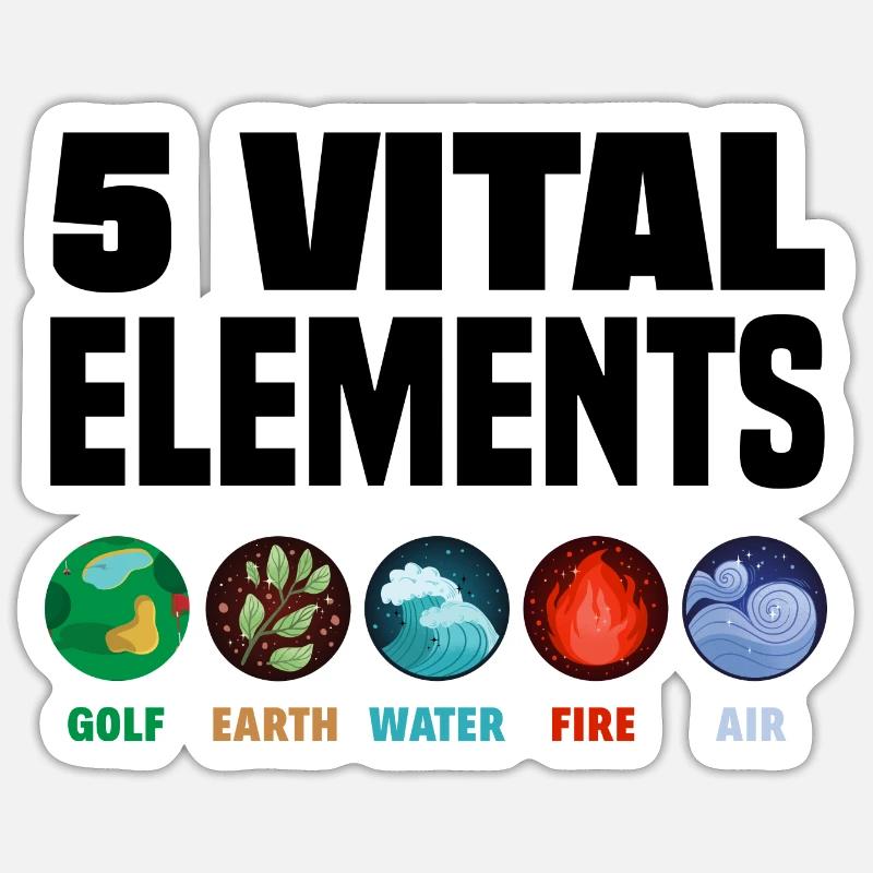5 Vital Elements Golf Player Golfing Golfer Golf C Sticker Größe S (10 x 10 cm)