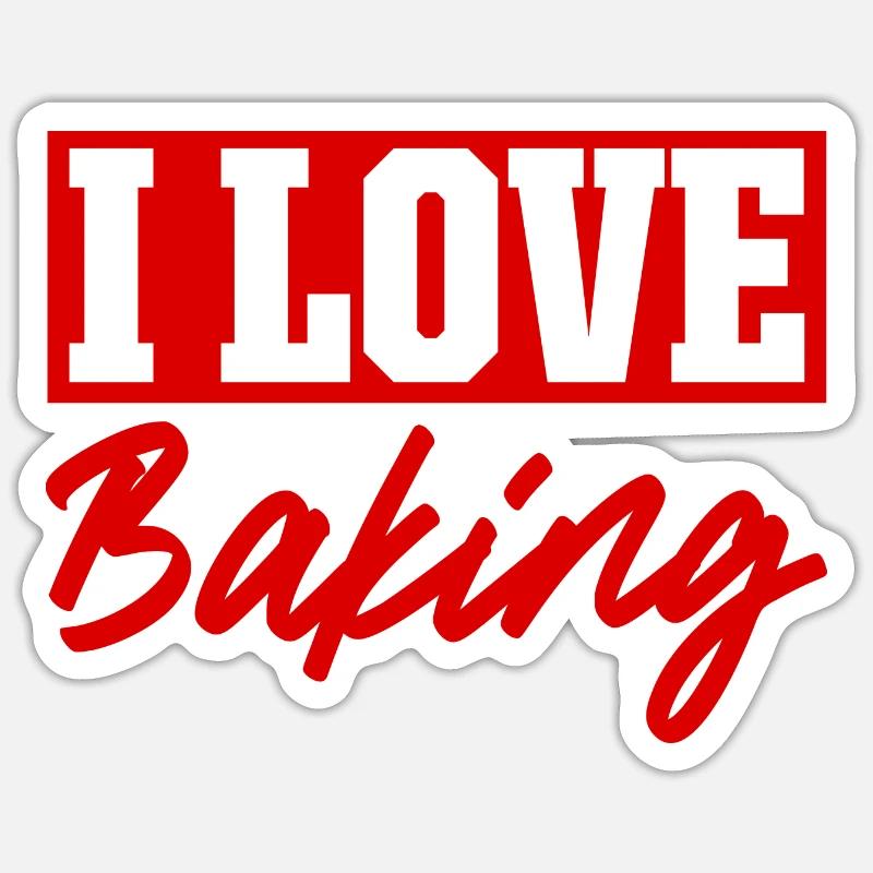 I love baking - Sticker size S (10 x 10 cm) - white matte