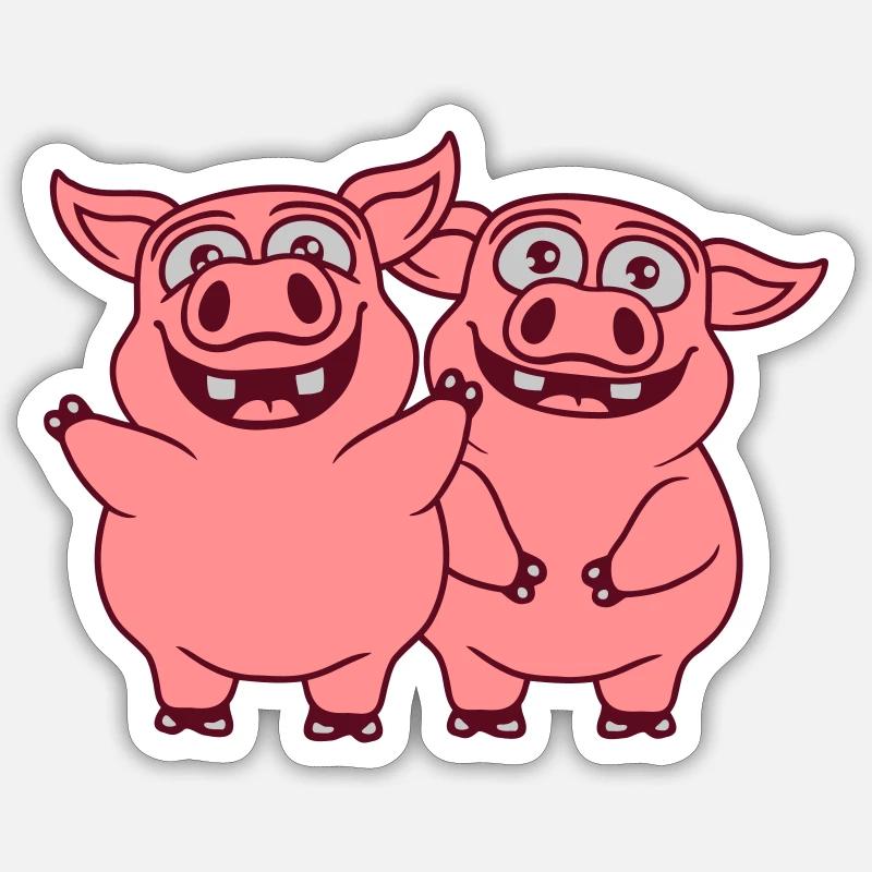 Équipe drôle de cochons heureux - Sticker taille S (10 x 10 cm) - blanc mat
