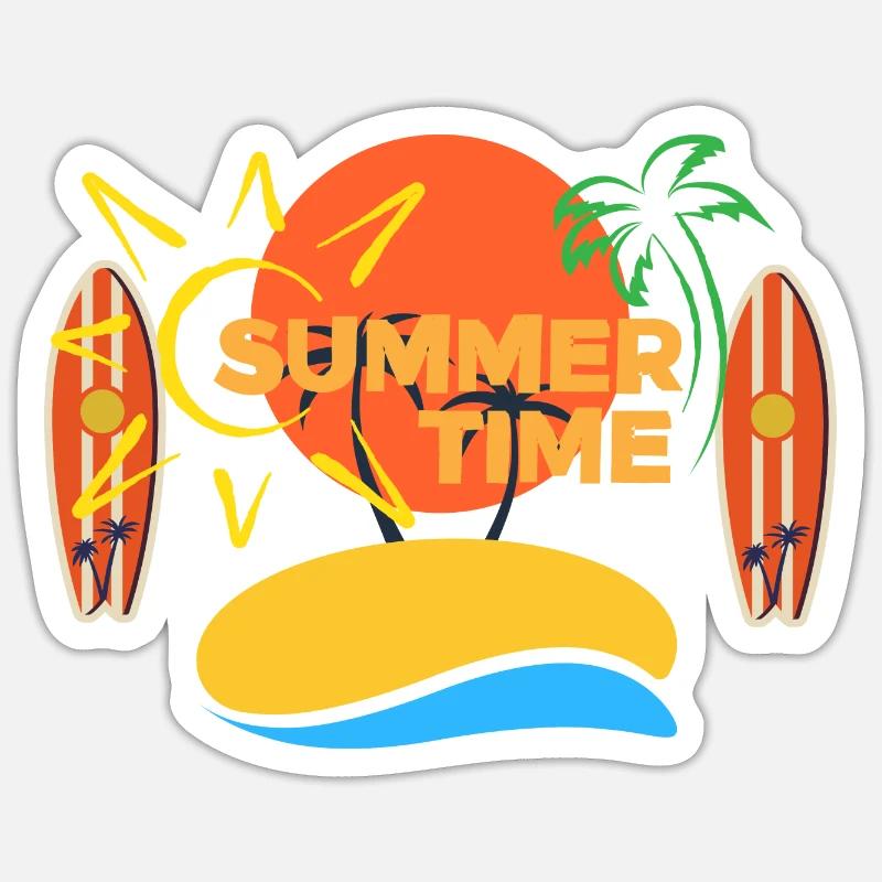 SUMMER TIME - Sticker taille S (10 x 10 cm) - blanc mat