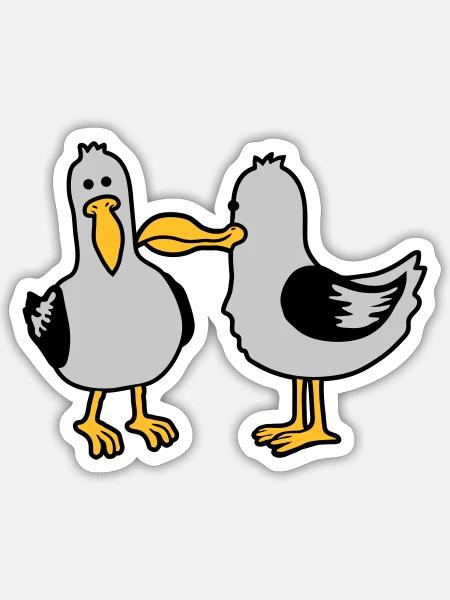 Freunde 2 lustige Möwen - Sticker Größe S (10 x 10 cm) - Mattweiß