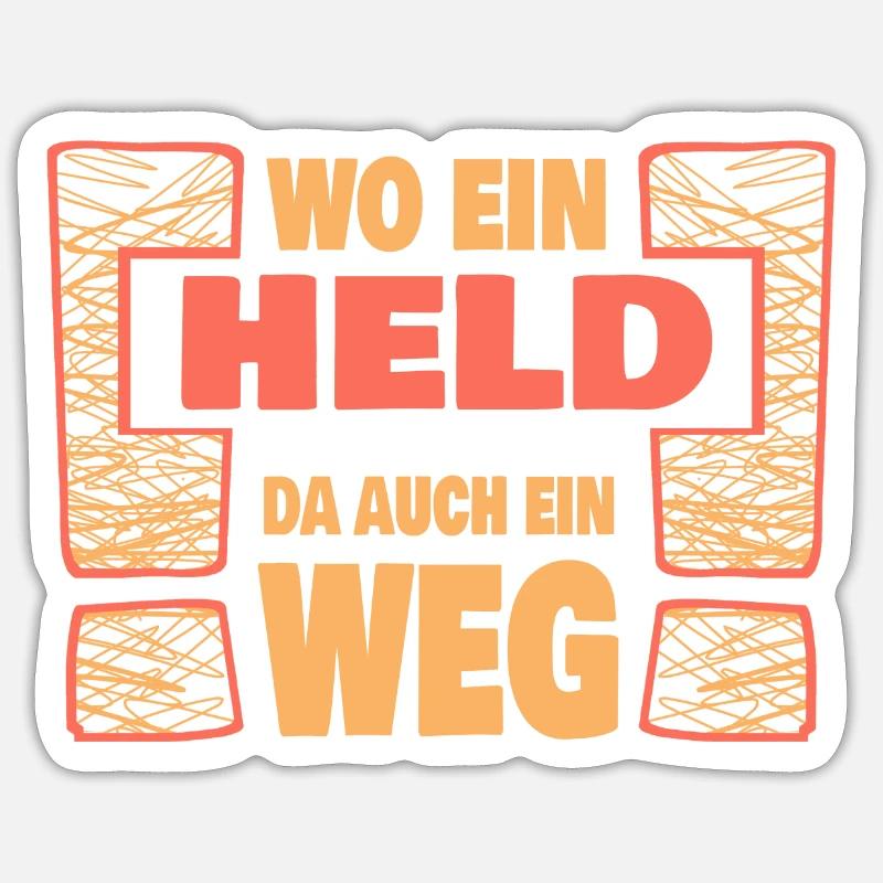 Spruch Held heldenhaft - Sticker Größe S (10 x 10 cm) - Mattweiß