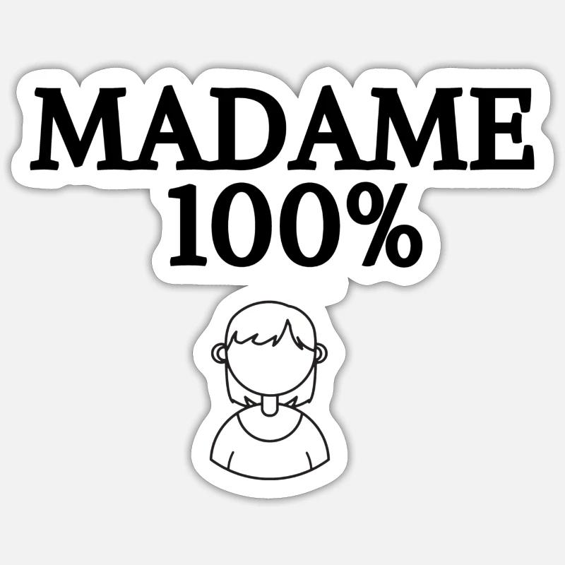 Madame 100% - Sticker taille S (10 x 10 cm) - blanc mat