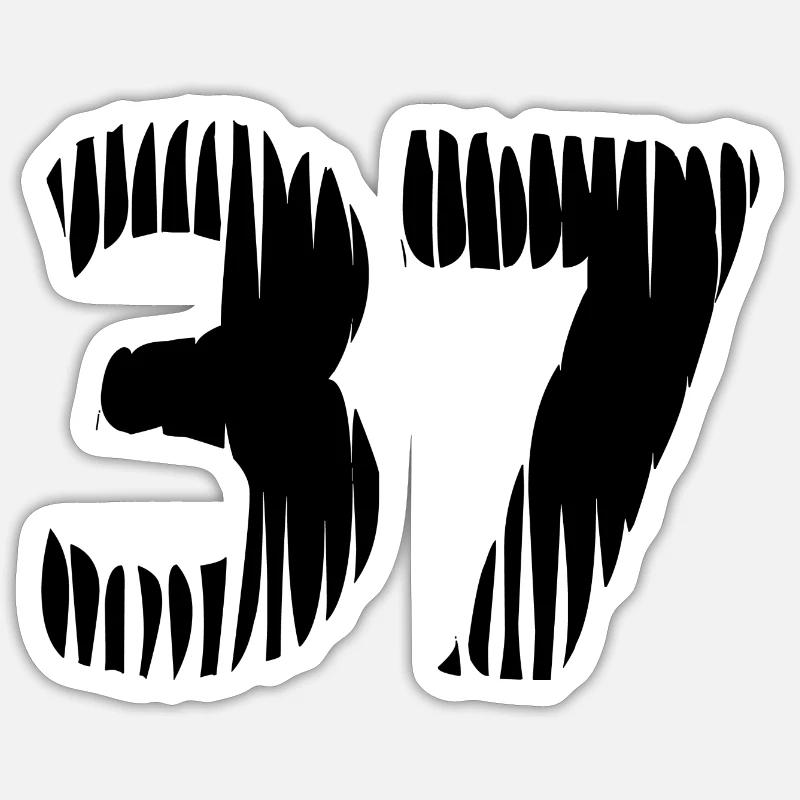 Maillot numéro 37 - Sticker taille S (10 x 10 cm) - blanc mat