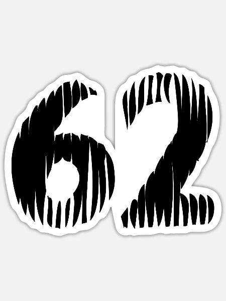 62 Zahl Trikot - Sticker Größe S (10 x 10 cm) - Mattweiß