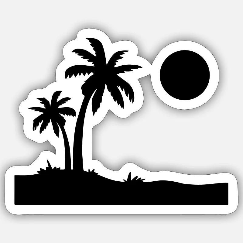 Île Palm - Sticker taille S (10 x 10 cm) - blanc mat