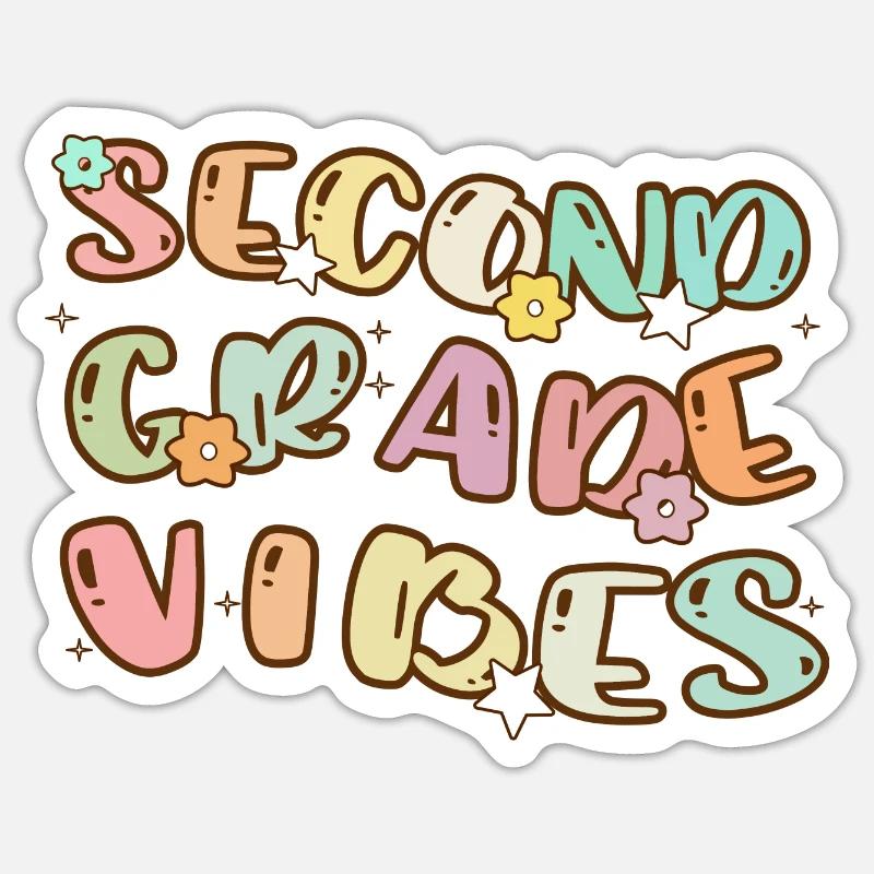 Second Grade Vibes - Zurück zur Schule Sticker Größe S (10 x 10 cm)