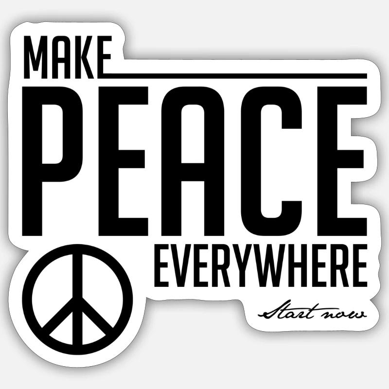 Peace everywhere black - Sticker Größe S (10 x 10 cm) - Mattweiß