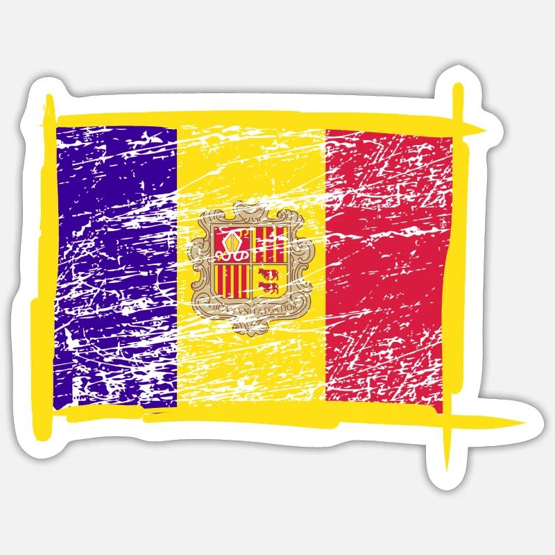Drapeau d’Andorre - Sticker taille S (10 x 10 cm) - blanc mat