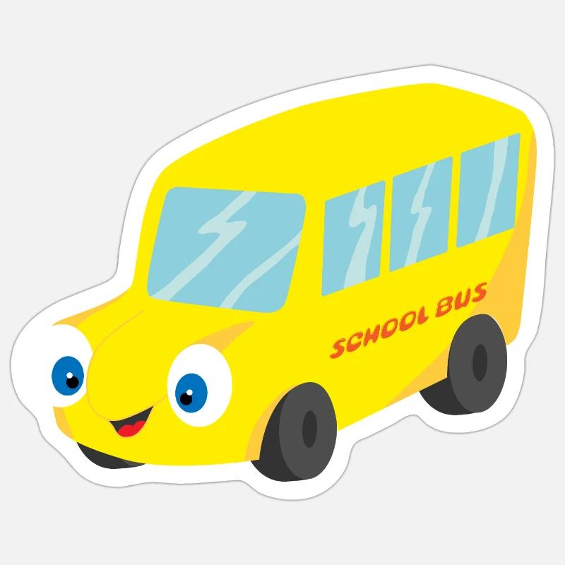 Autobus scolaire - Sticker taille S (10 x 10 cm) - blanc mat