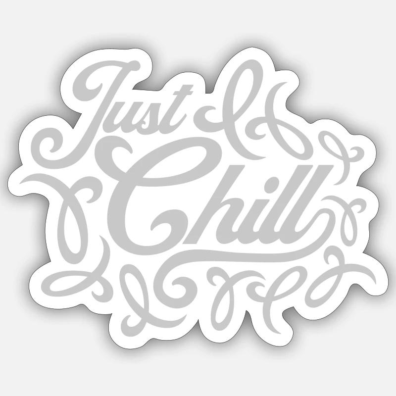 Just Chill Text Logo - Sticker size S (10 x 10 cm) - white matte