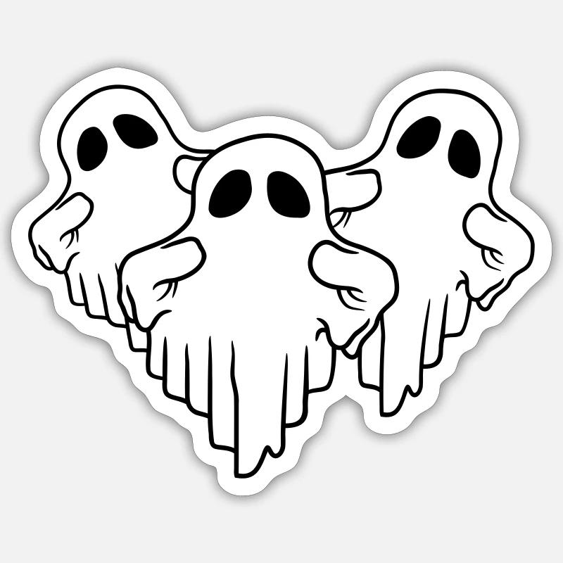 Équipe 3 fantômes drôles - Sticker taille S (10 x 10 cm) - blanc mat
