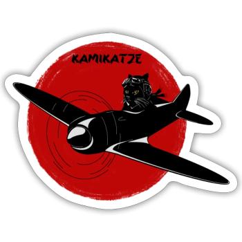 Kamikatze Sonne - Sticker Größe S (10 x 10 cm) - Mattweiß - Vorne
