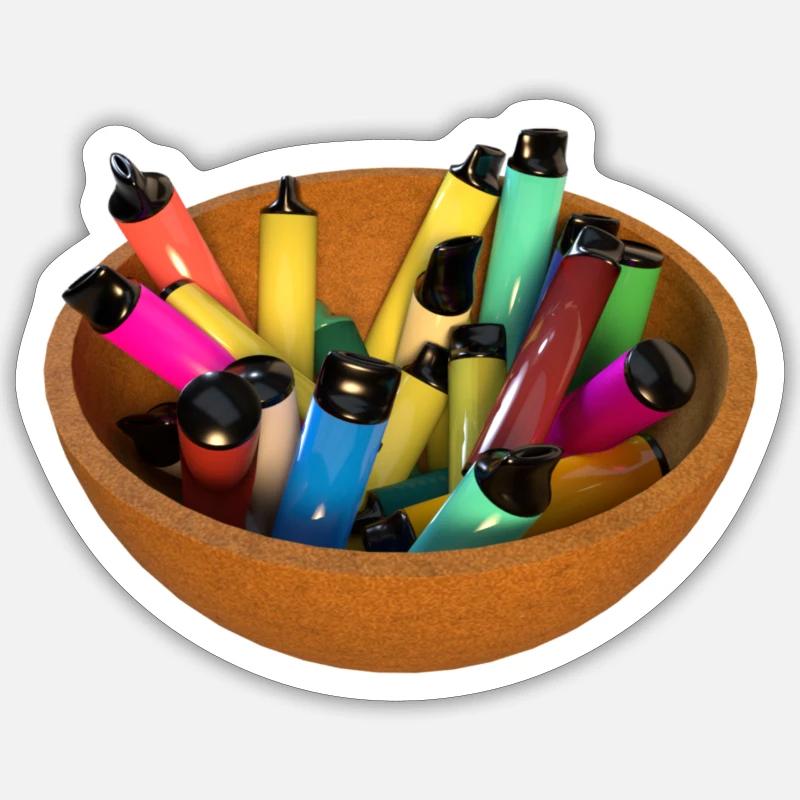 Schale mit Einweg E Zigarette Sticker Größe S (10 x 10 cm)