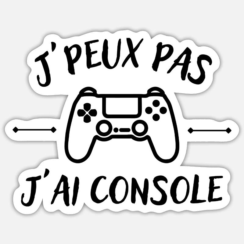 J'peux pas j'ai console - Sticker taille S (10 x 10 cm) - blanc mat