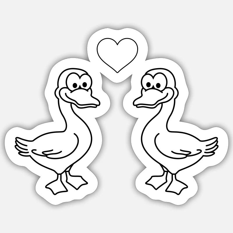 Goose Comic Couple Love - Sticker size S (10 x 10 cm) - white matte