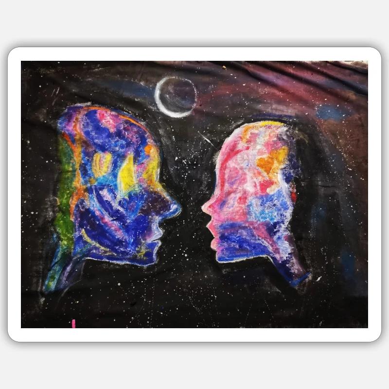 LOve GAlaxy - Sticker taille S (10 x 10 cm) - blanc mat