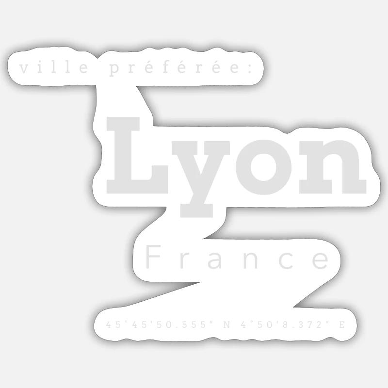 Lyon Favorite City Memory Coordinates Sticker size S (10 x 10 cm)