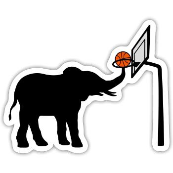 Basketball spielender Elefant Silhouette - Sticker Größe S (10 x 10 cm) - Mattweiß - Vorne