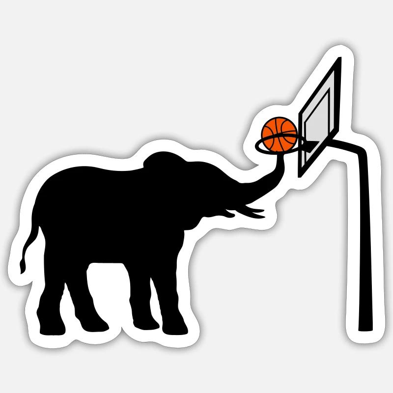 Basketball-playing elephant silhouette - Sticker size S (10 x 10 cm) - white matte