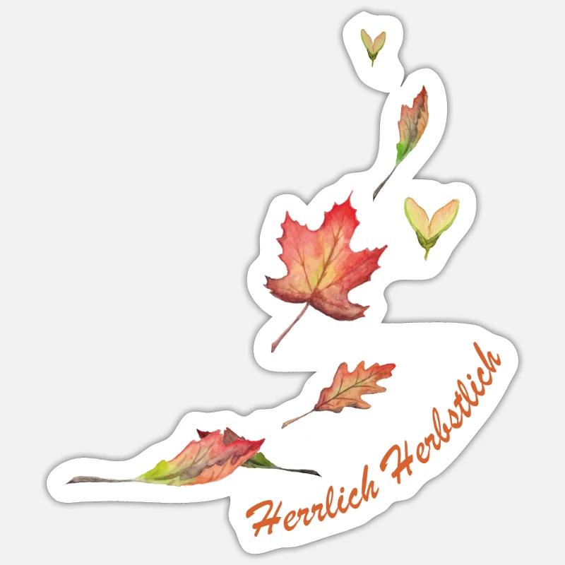 Herbstblaetter mit Text - Sticker Größe S (10 x 10 cm) - Mattweiß