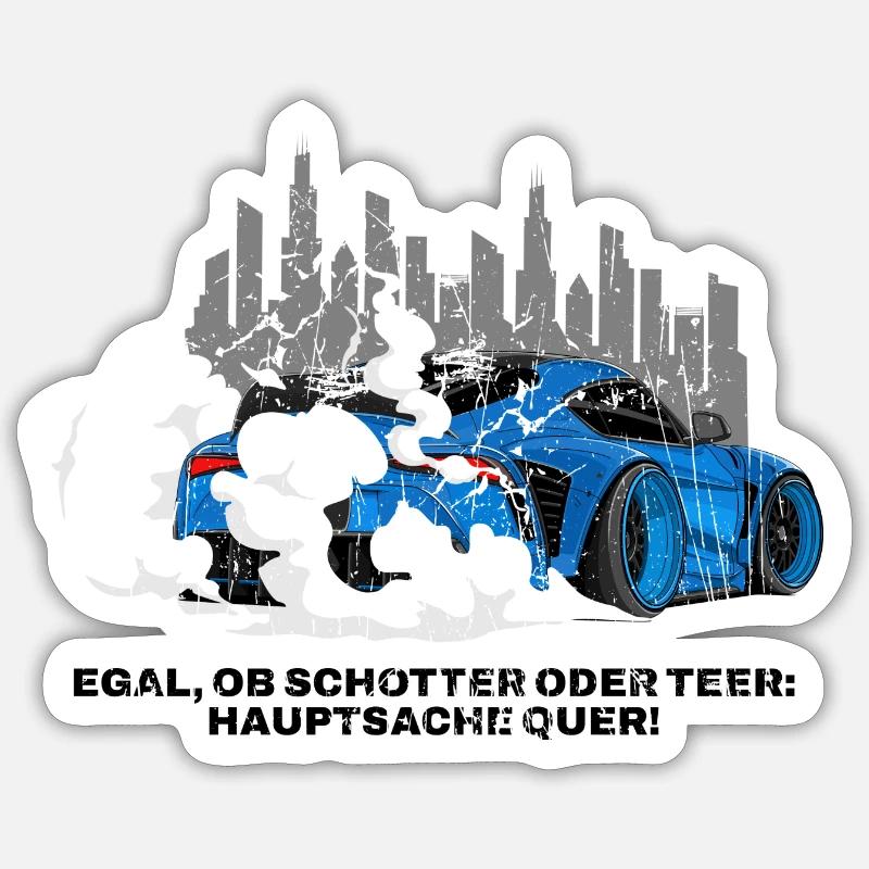 Hauptsache Quer - Sticker Größe S (10 x 10 cm) - Mattweiß