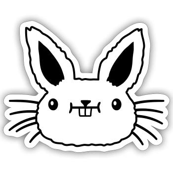Visage petit lapin kawaii - Sticker taille S (10 x 10 cm) - blanc mat - Devant