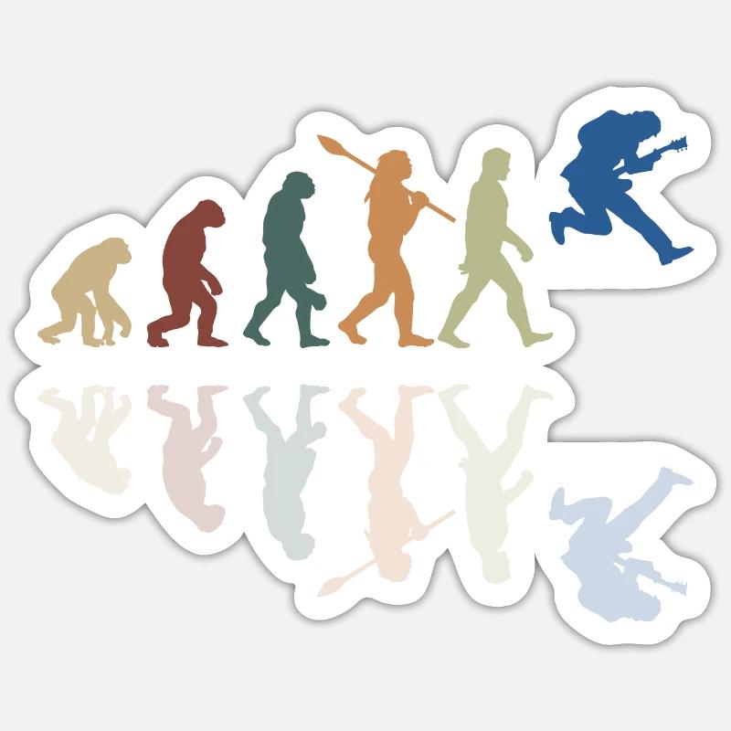 Human Evolution Guitar Band Retro Vintage Sticker Größe S (10 x 10 cm)