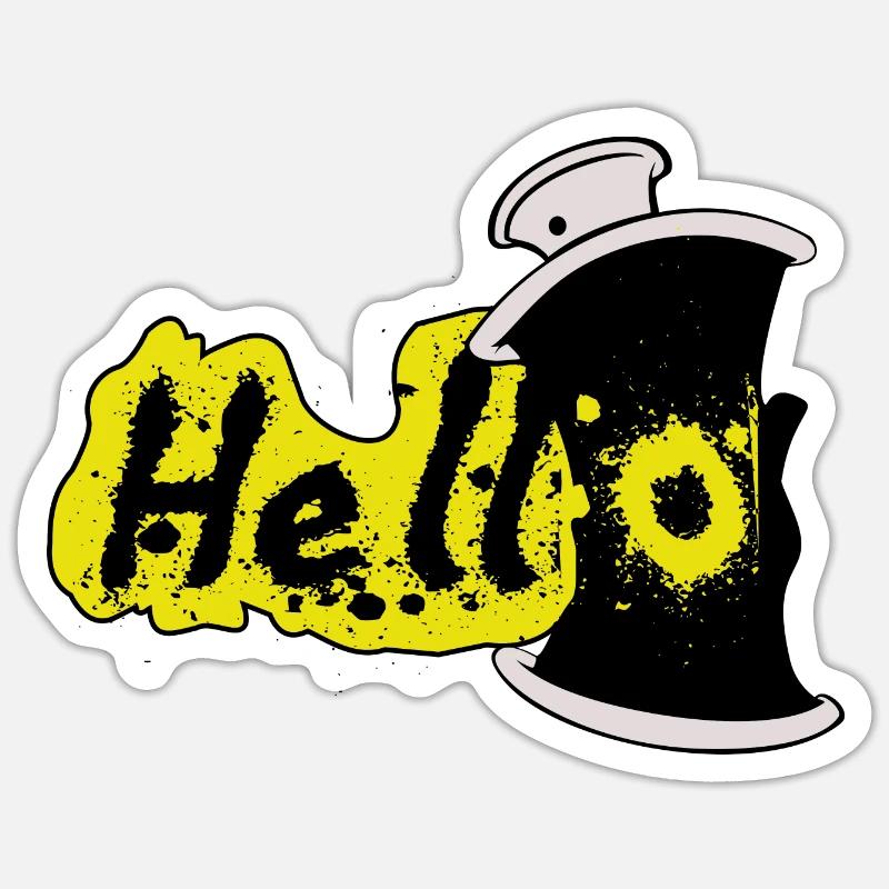 Hello Spray Effect Sticker size S (10 x 10 cm)