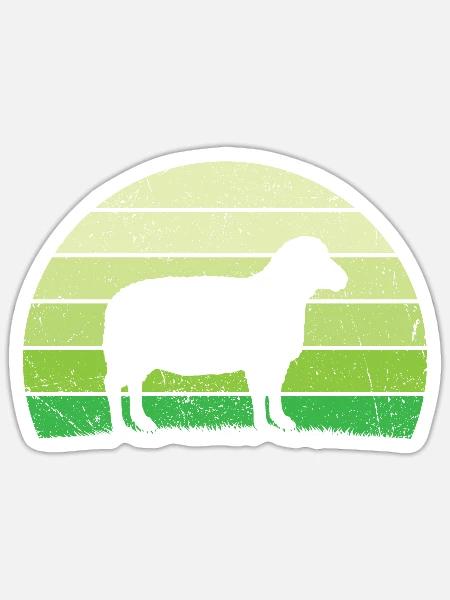 Retro Schaf T-Shirt Schaf - Sticker Größe S (10 x 10 cm) - Mattweiß