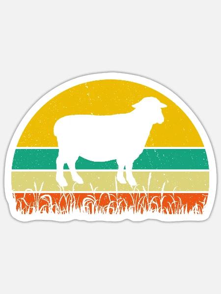 Retro Schaf T-Shirt Schaf - Sticker Größe S (10 x 10 cm) - Mattweiß