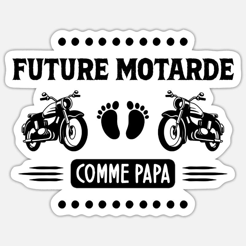 Idée de cadeau pour future motarde - Sticker taille S (10 x 10 cm) - blanc mat
