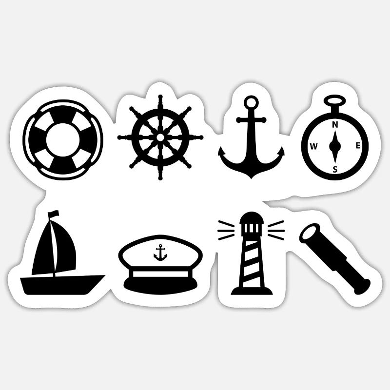 nautical navigation gift sailor sail - Sticker size S (10 x 10 cm) - white matte