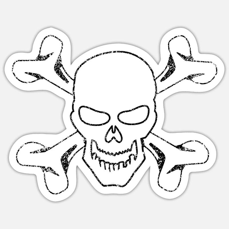 Plain Vintage Skull And Crossbones - Sticker size S (10 x 10 cm) - white matte
