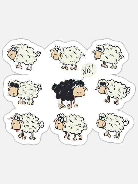 Schwarzes Schaf sagt nö - Sticker Größe S (10 x 10 cm) - Mattweiß