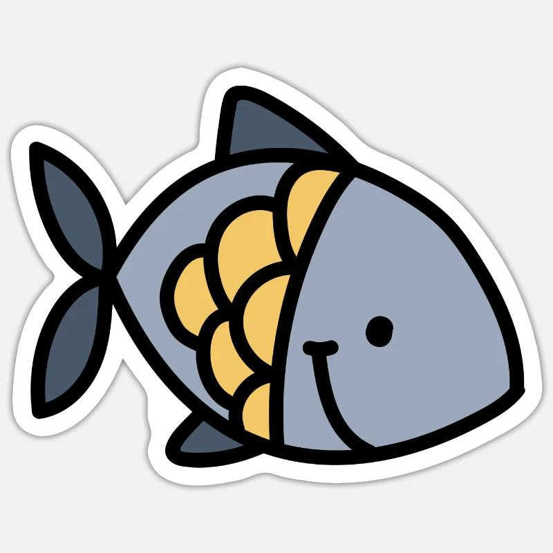 poisson - Sticker taille S (10 x 10 cm) - blanc mat