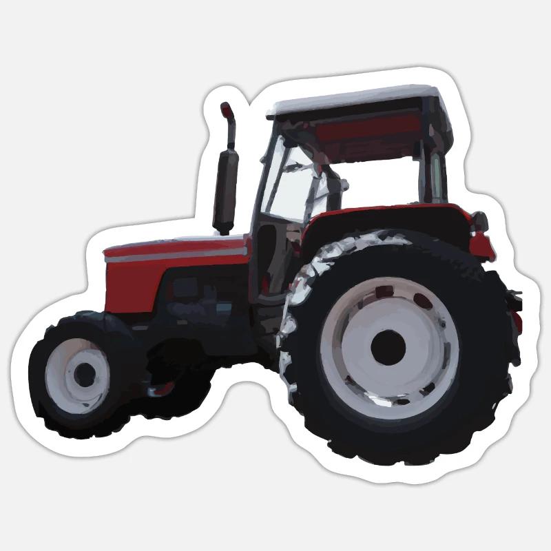 Roter Traktor Illustration Kinder Geschenkidee Sticker Größe S (10 x 10 cm)