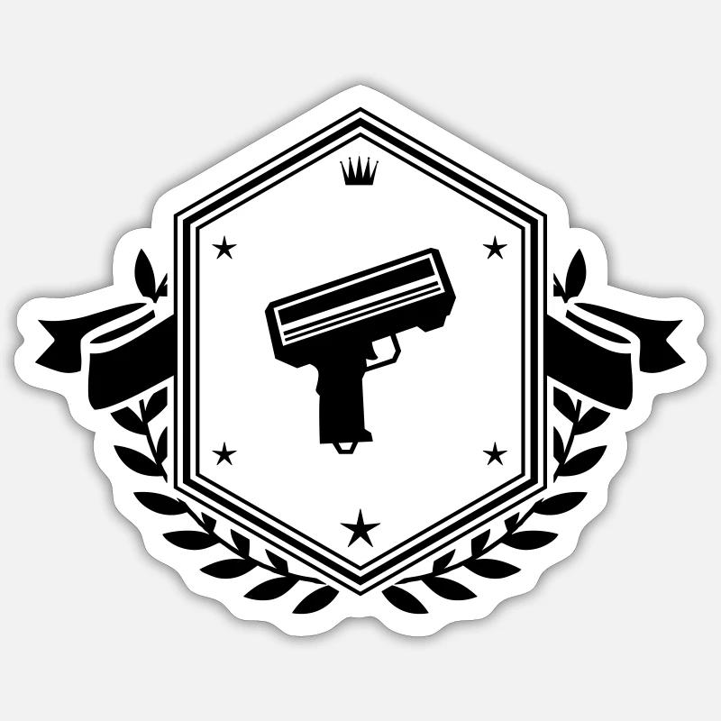 Weapon Money Rain Crest - Sticker size S (10 x 10 cm) - white matte