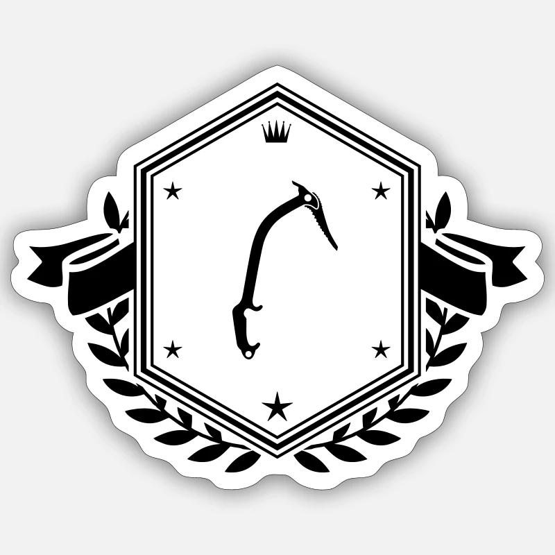 Kletterausrüstung eispickel Wappen Sticker Größe S (10 x 10 cm)