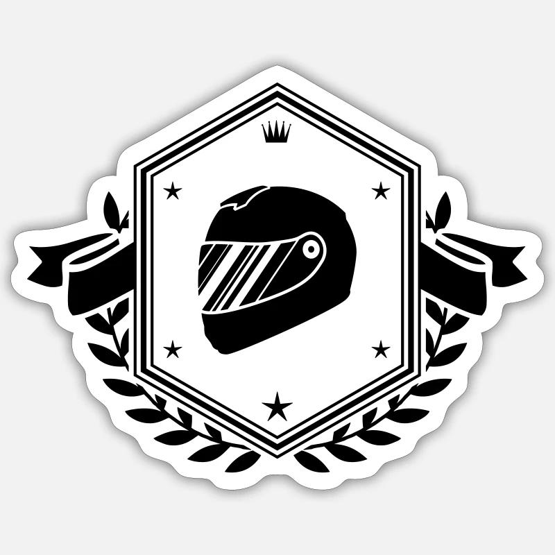 Racing driver helm racing crest Sticker size S (10 x 10 cm)