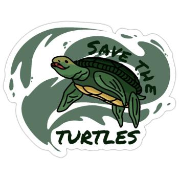 Rettet die Schildkröten Wasser Meer Plastik Welle - Sticker Größe S (10 x 10 cm) - Mattweiß - Vorne