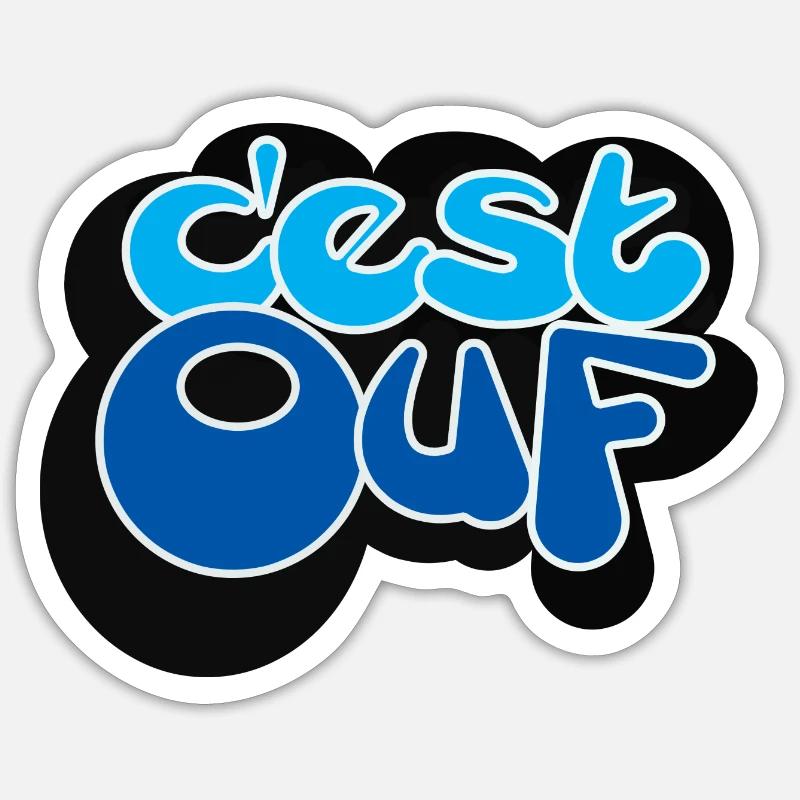 C EST OUF BLEU - Sticker taille S (10 x 10 cm) - blanc mat