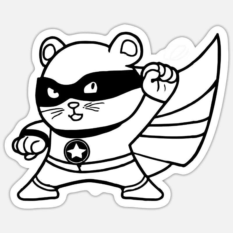 Hamster Superheld Geschenkidee - Sticker Größe S (10 x 10 cm) - Mattweiß