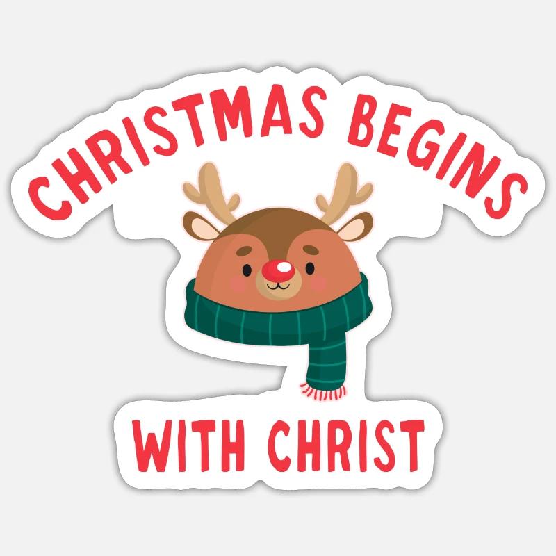 Christmas Begins With Christ - Sticker taille S (10 x 10 cm) - blanc mat