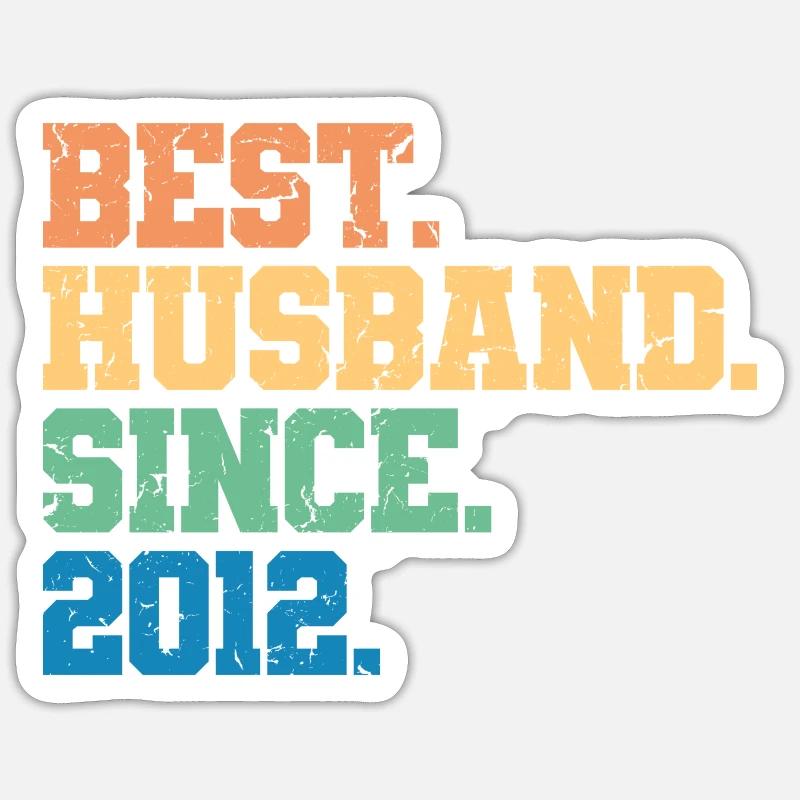 Bester Ehemann seit 2012, Geschenk zum 11-jährigen Jubiläum Sticker Größe S (10 x 10 cm)
